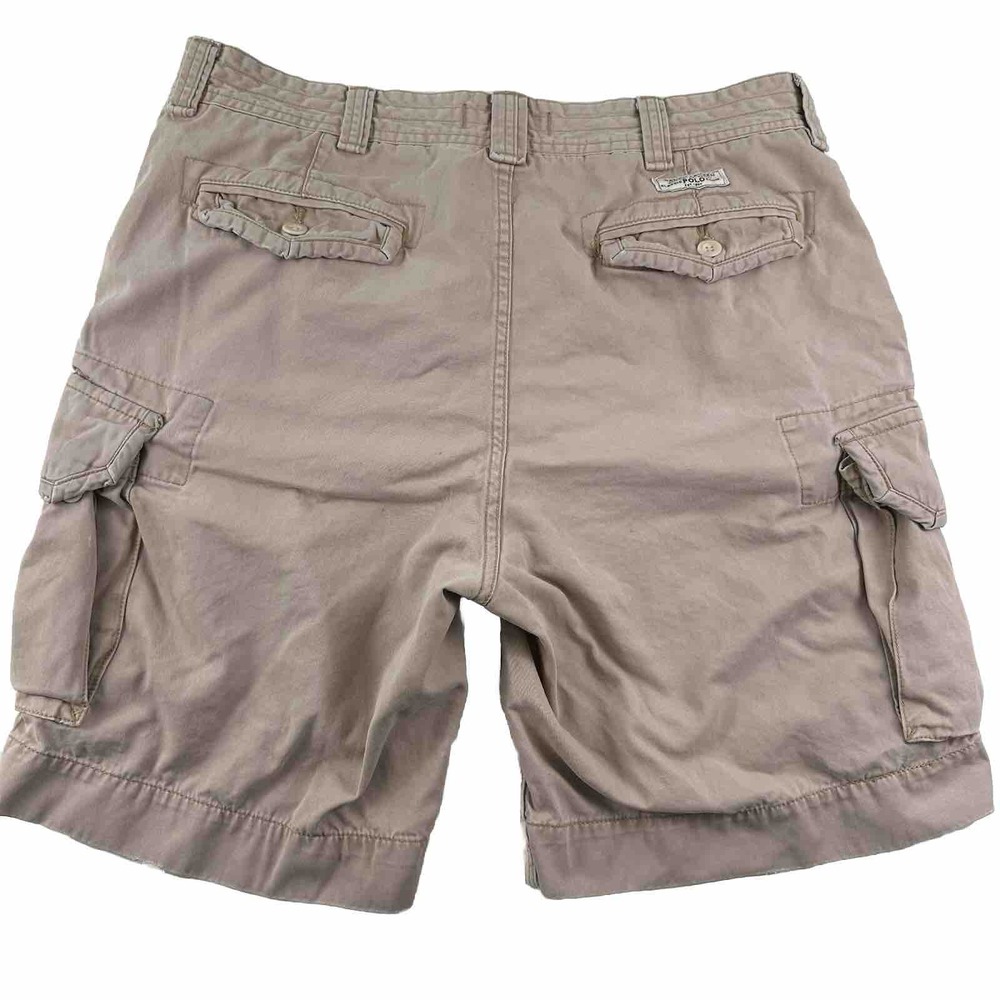 Polo Ralph Lauren Mens Cargo Shorts 38 10" Beige Military Baggy Loose Skater Y2K